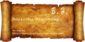 Beniczky Hieronima névjegykártya